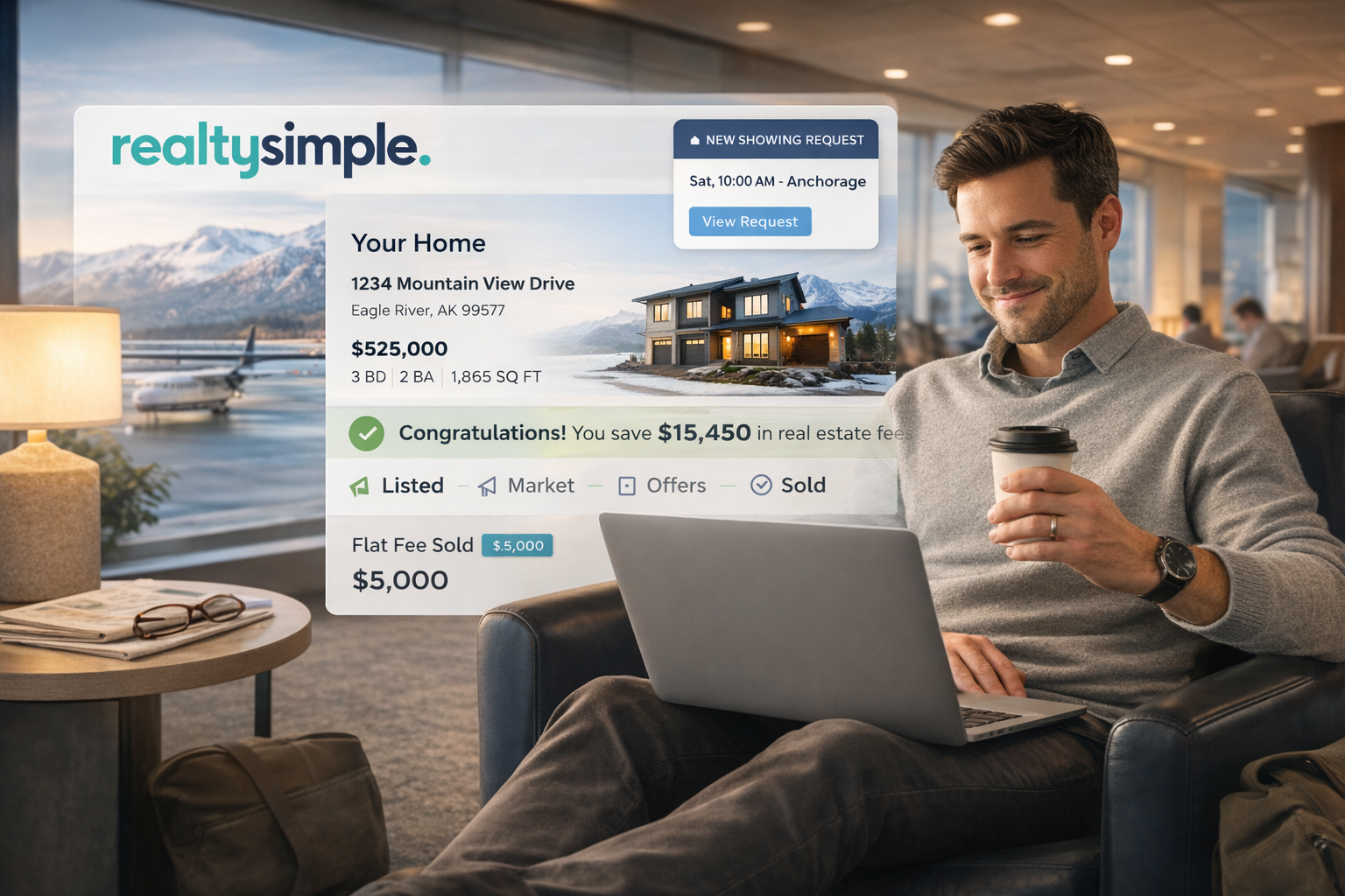 Perplexed man using laptop